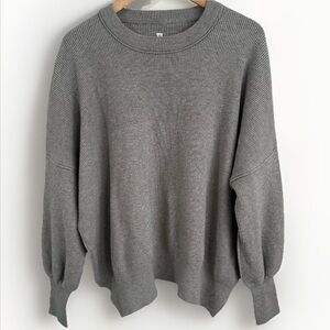 Oversized Knit Sweater Grey Crew Neck Heavyweight Pullover Women’s Size XL